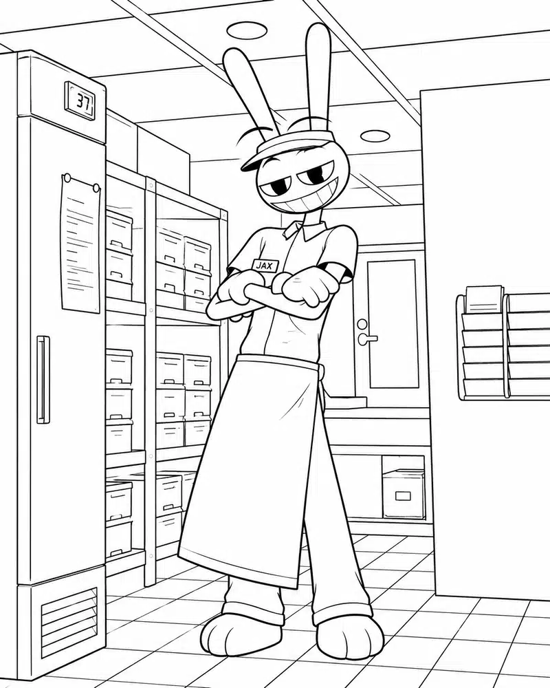 Dibujo de Jax con Atuendo de Delantal página para Colorear