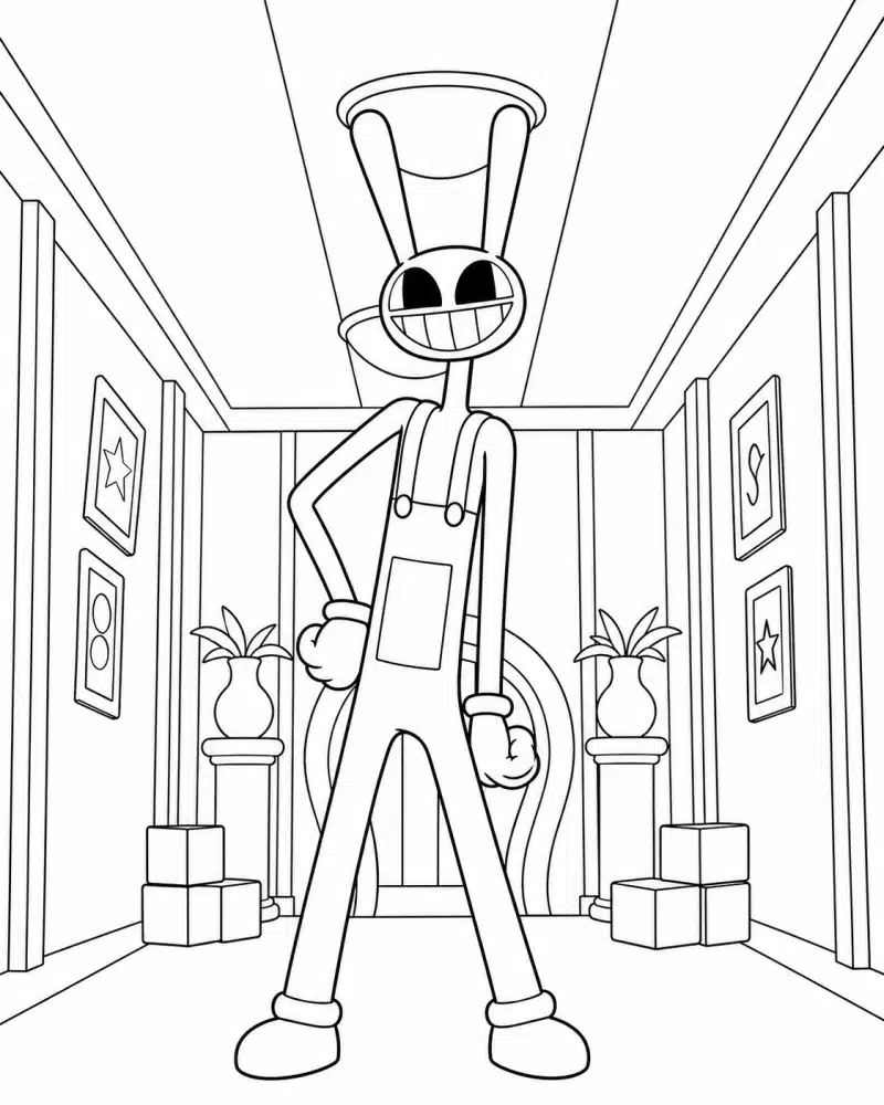 Dibujo de Jax de Pie con una Gran Sonrisa página para Colorear