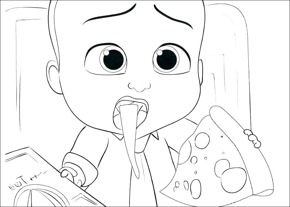 Dibujo de Jefe bebé Comiendo Pizza para Colorear