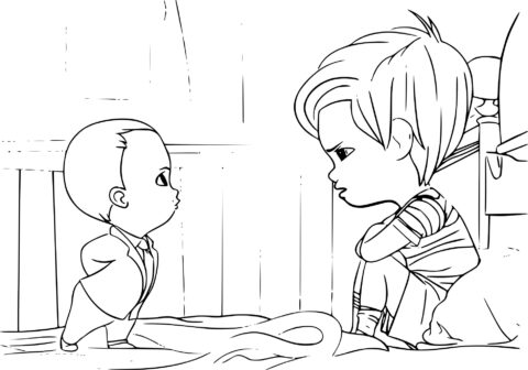 Dibujo de Jefe bebé y Tim Hablando para Colorear