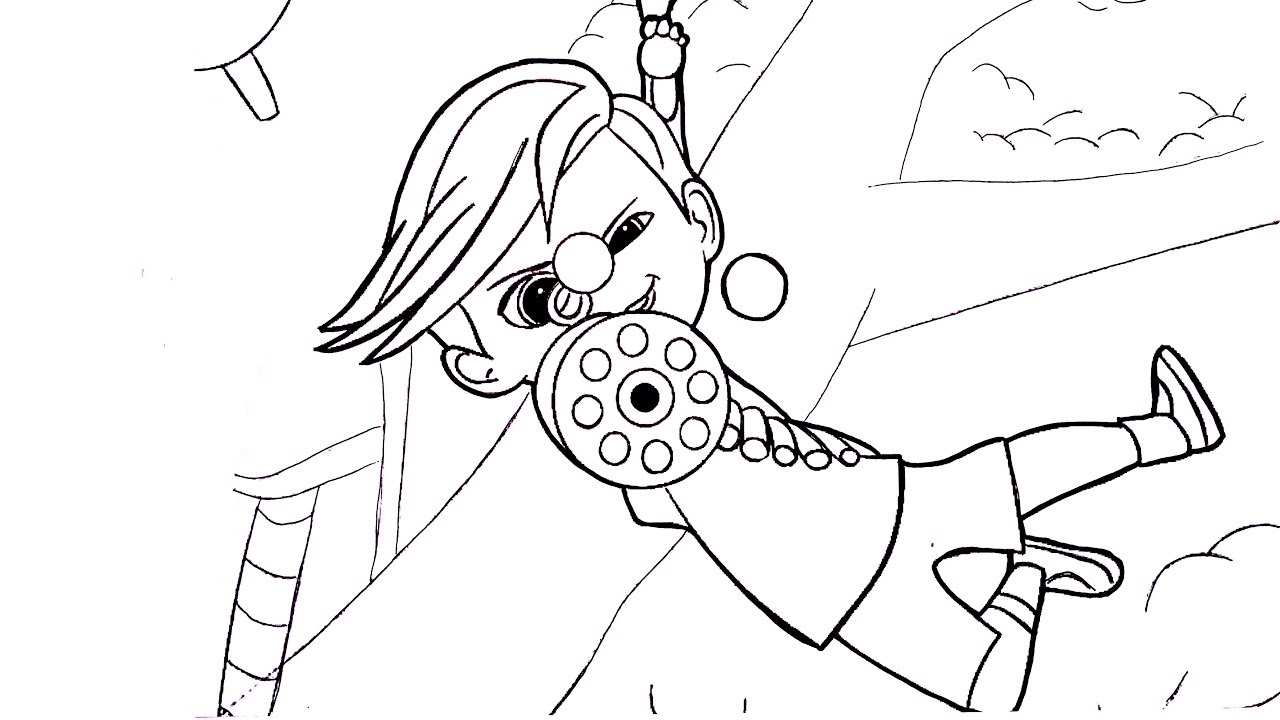 Dibujo de Tim Jugando Pistola de Juguete para Colorear