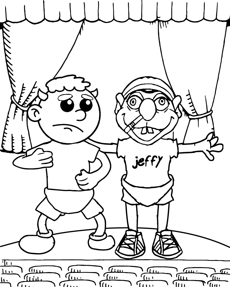 Dibujo de Imgi 4 Theater Scene With Jeffy The Puppet Printable Coloring Page para Colorear