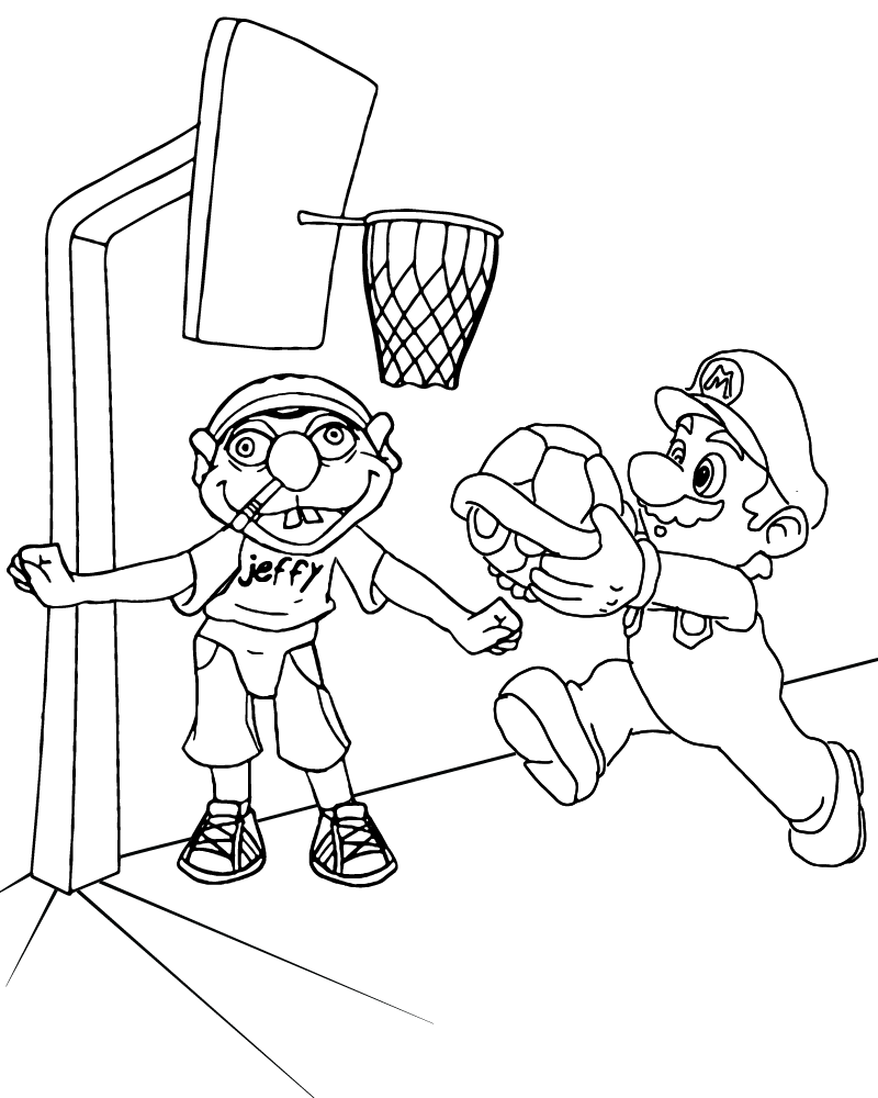 Dibujo de Imgi 5 Jeffy The Puppet And Mario Free Printable para Colorear