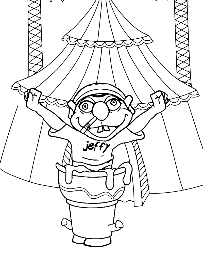 Dibujo de Imgi 7 Jeffy From Supermariologan In a Circus Tent Coloring For Kids para Colorear