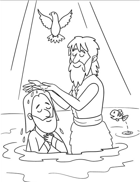 Dibujo de Bautismo de Jesús para Colorear