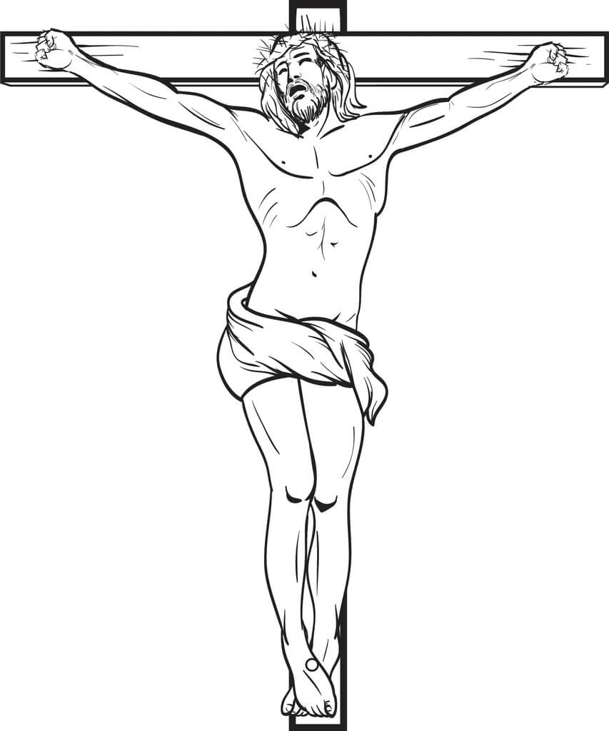Dibujo de Jesucristo Crucificado en la Cruz para Colorear