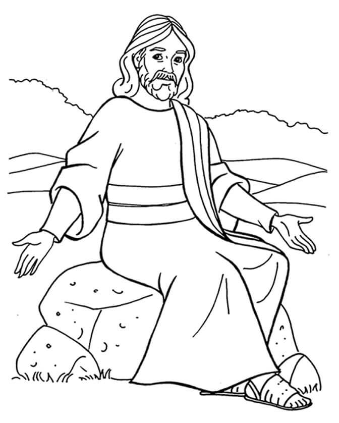 Dibujo de Jesús Sentado para Colorear