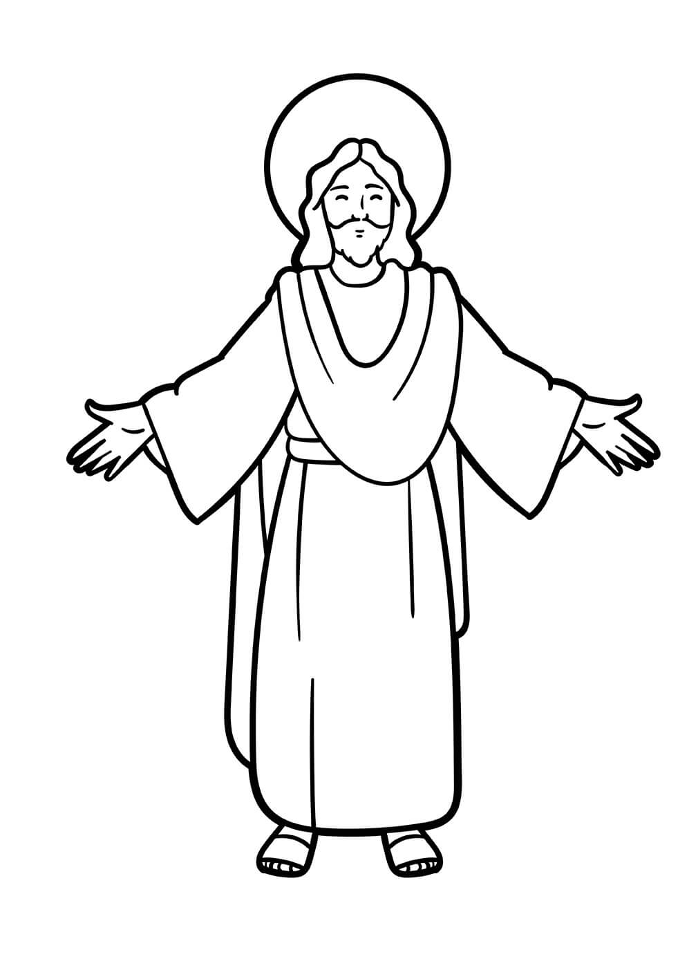 Dibujo de Jesús Sonriente para Colorear