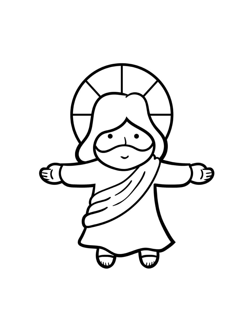 Dibujo de Jesús Chibi Sonriente para Colorear