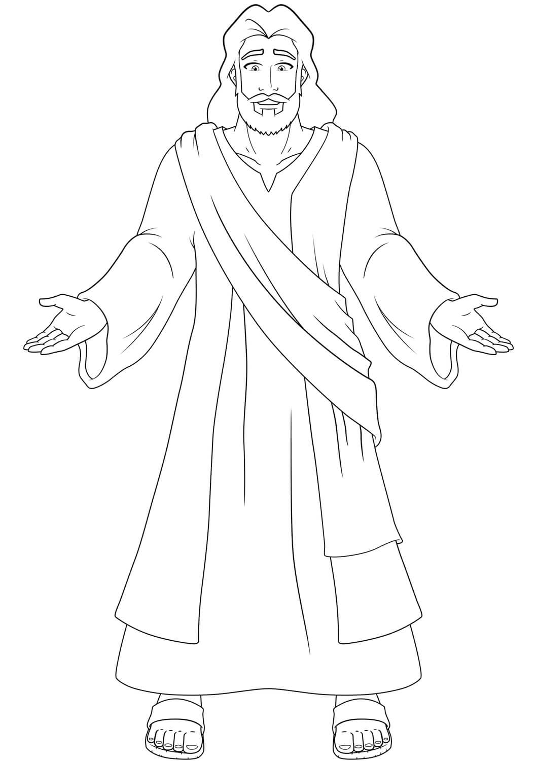 Dibujo de Jesús con las Manos Abiertas para Colorear