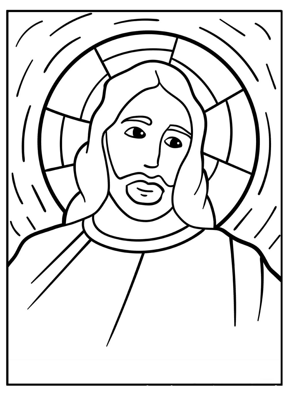 Dibujo de Rostro de Jesús básico para Colorear