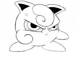Dibujo de Lindo Jigglypuff Enojado para Colorear