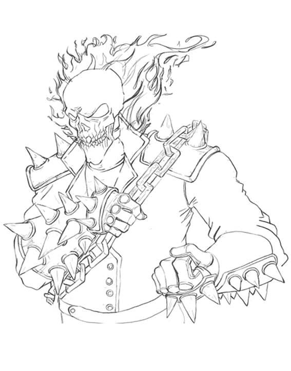 Dibujo de Cara Jinete Fantasma para Colorear