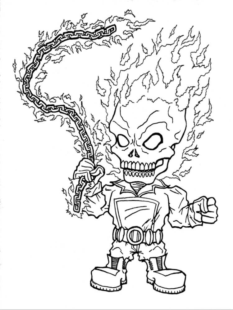 Dibujo de Genial Jinete Fantasma de Chibi para Colorear
