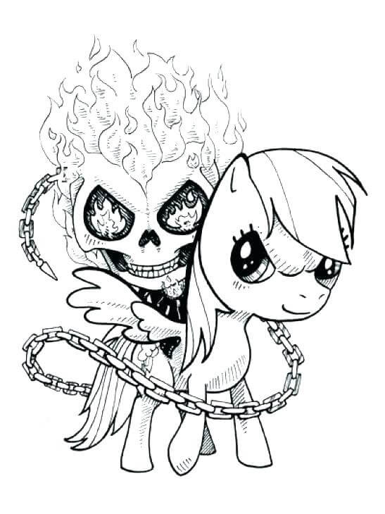 Dibujo de Hermoso Fantasma Jinete para Colorear