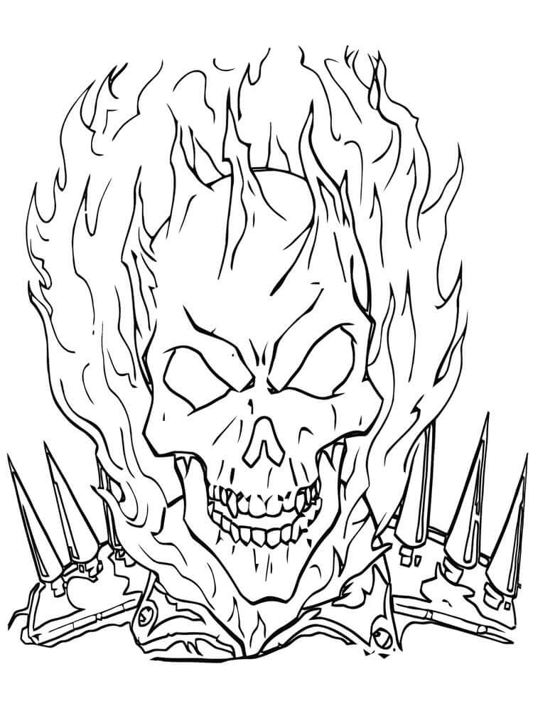Dibujo de Jinete Fantasma Cabeza para Colorear
