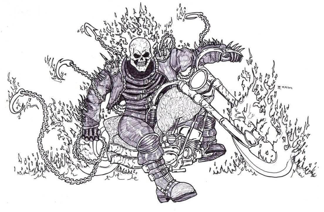 Dibujo de Jinete Fantasma Imprimible para Colorear