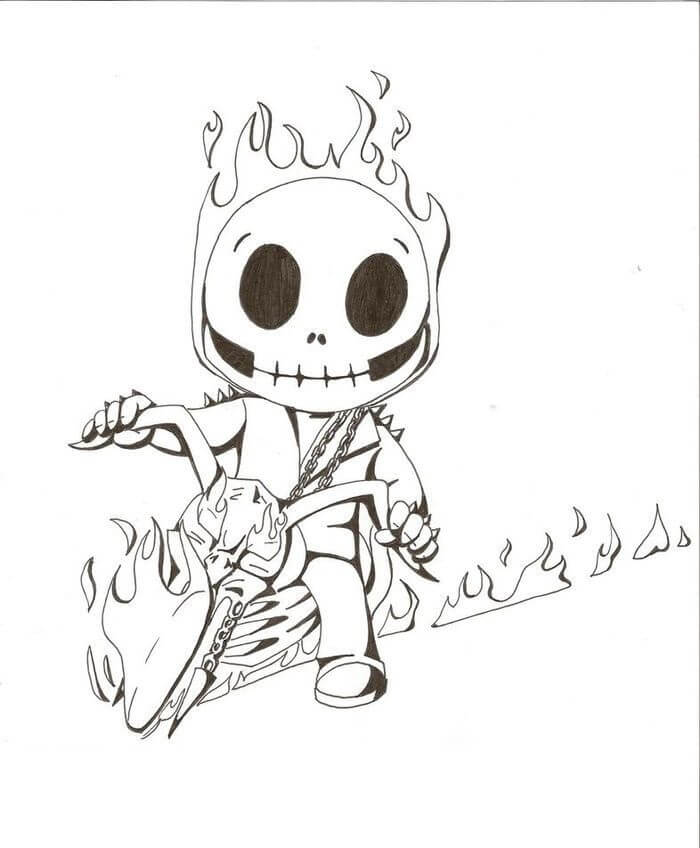 Dibujo de Jinete Fantasma de Dibujos Animados para Colorear