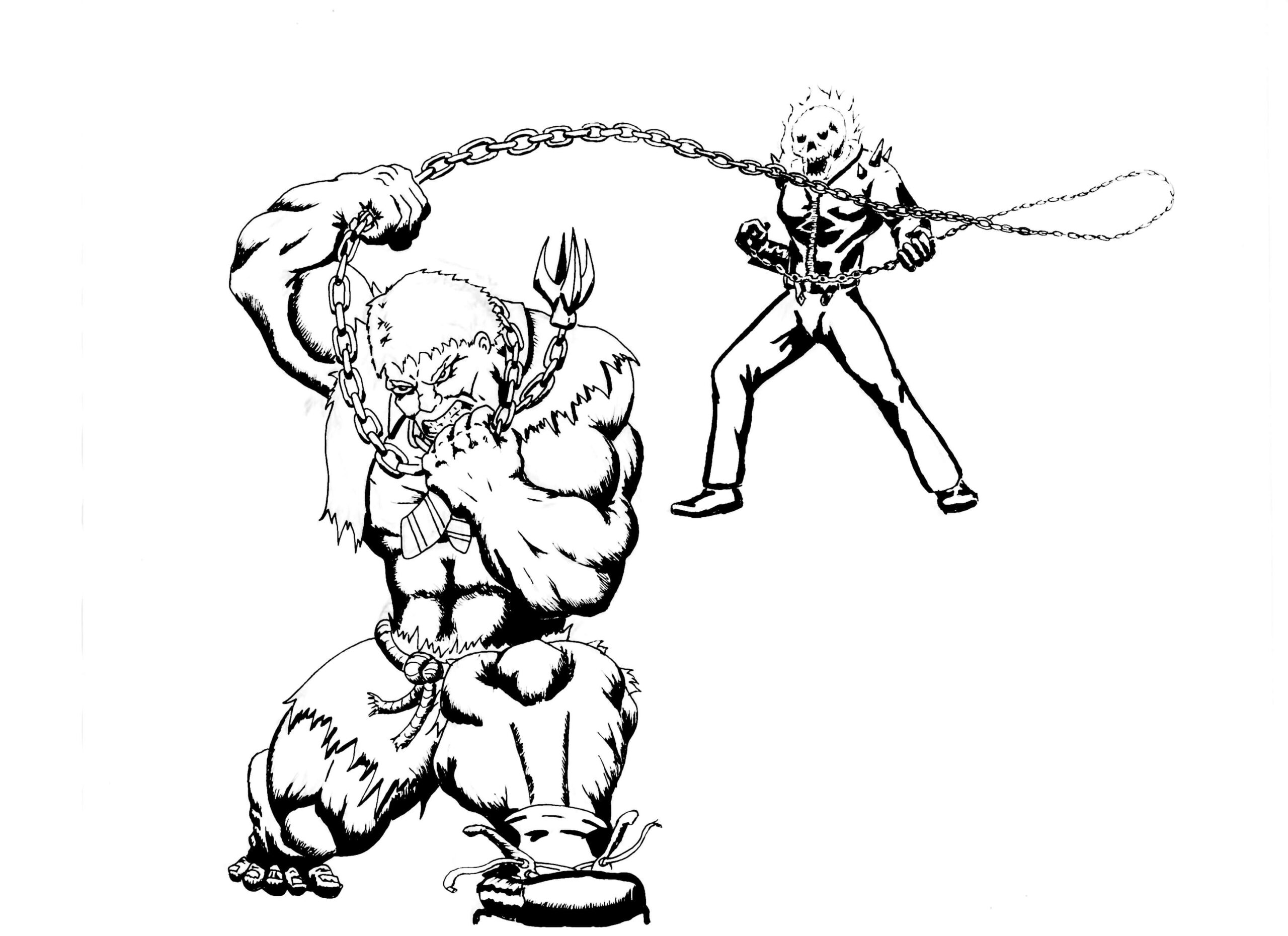 Dibujo de Jinete Fantasma Vs Monstruo Scaled para Colorear