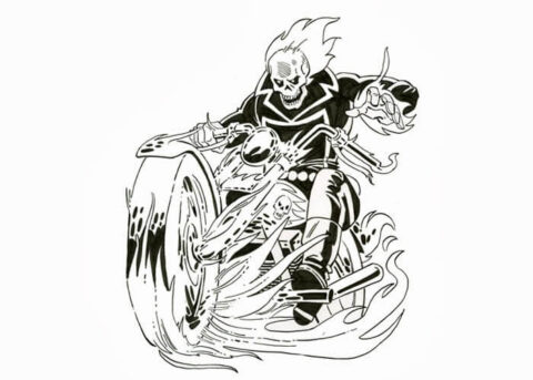 Dibujo de Motocicleta Ghost Rider para Colorear