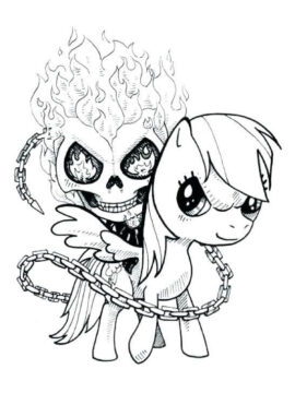 Dibujo de Unicornio de Montar a Caballo de Ghost Rider de Dibujos Animados para Colorear