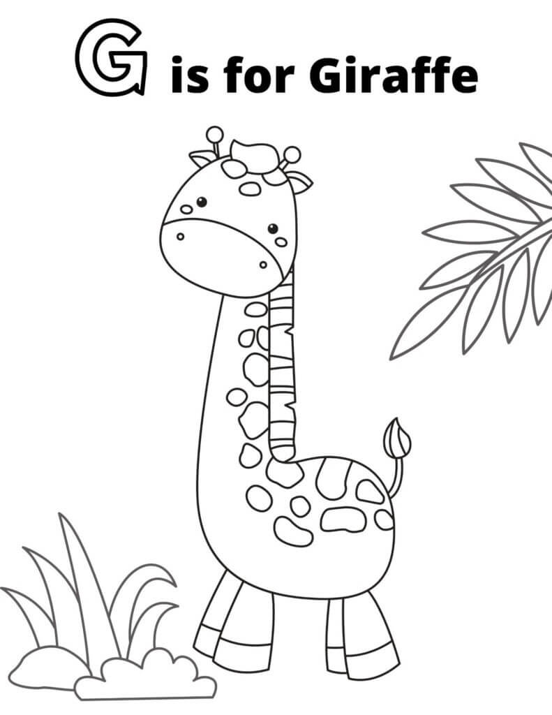 Dibujo de G Is For Giraffe para Colorear