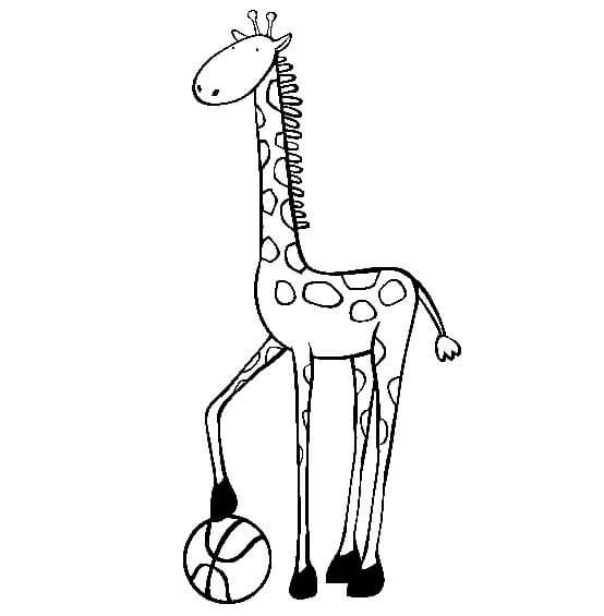 Dibujo de Jirafa con Pelota para Colorear