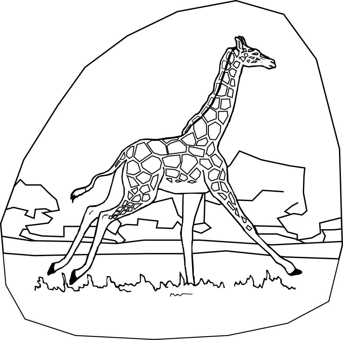 Dibujo de Jirafa Corriendo para Colorear