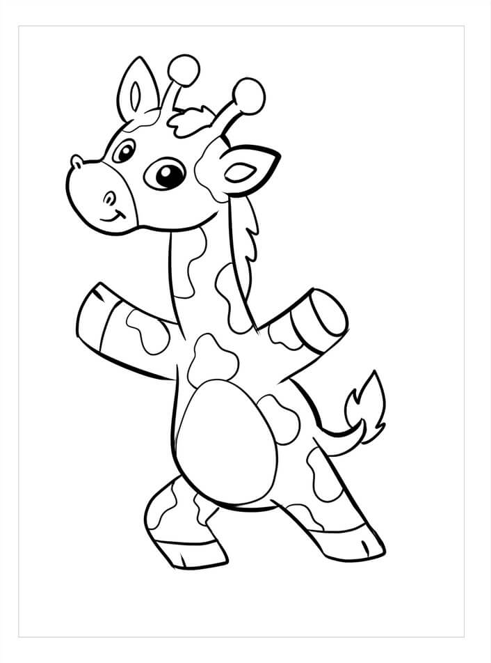 Dibujo de Jirafa de Pie para Colorear