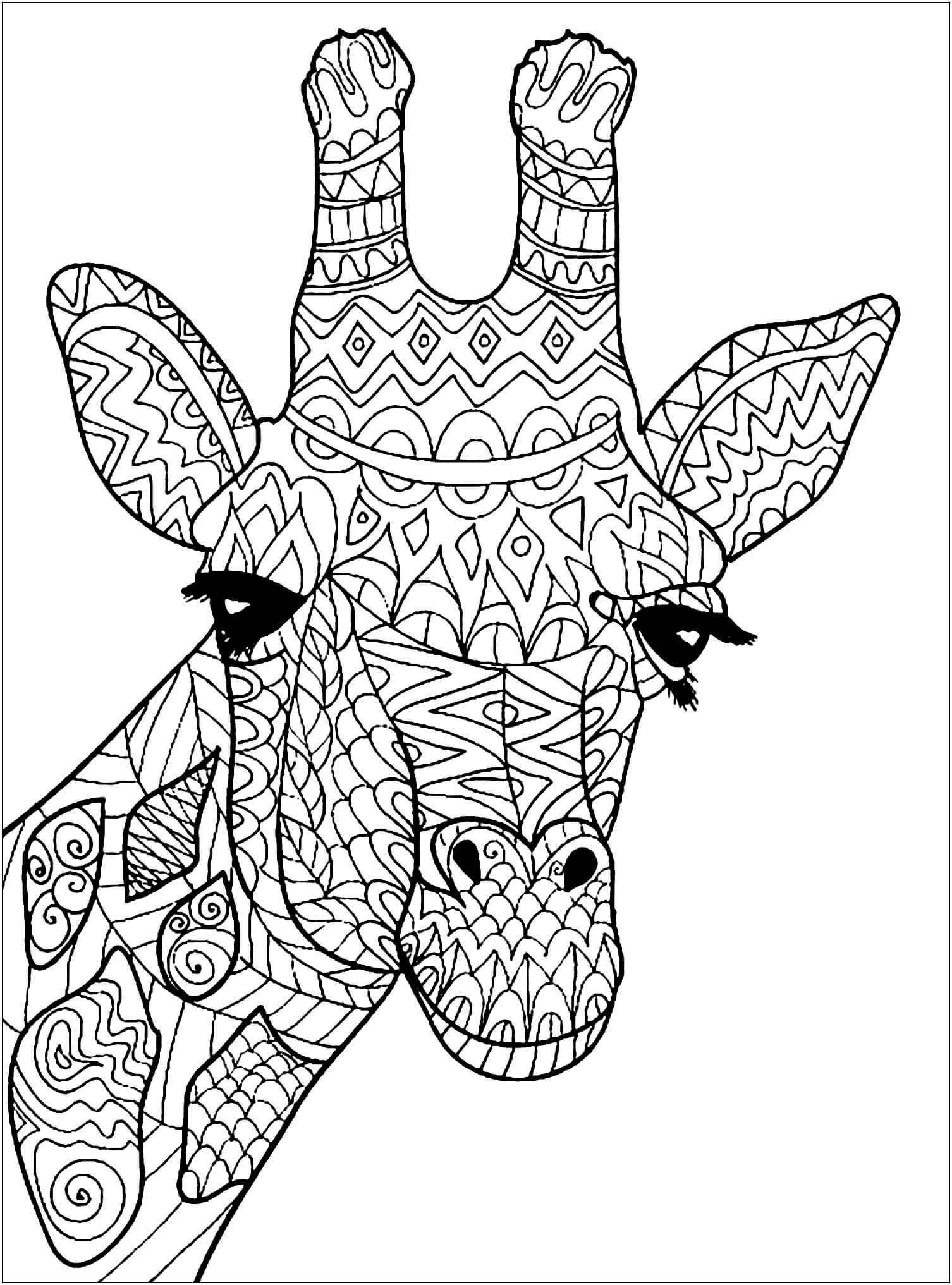 Dibujo de Mandala de Cabeza de Jirafa para Colorear