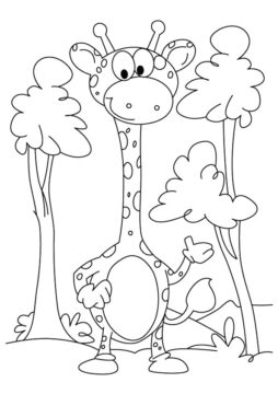 Dibujo de Sonrisa de Jirafa de Pie para Colorear