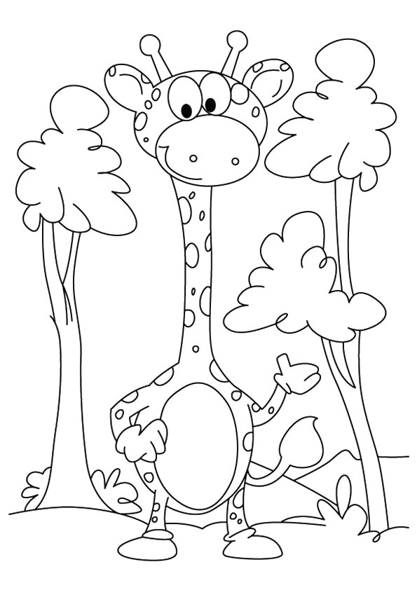 Dibujo de Sonrisa de Jirafa de Pie para Colorear