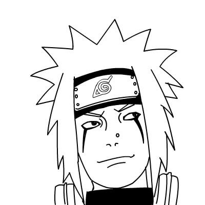 Dibujo de Cara de Jiraiya Sonriendo para Colorear
