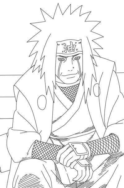 Dibujo de Fresco Jiraiya Sonriendo para Colorear