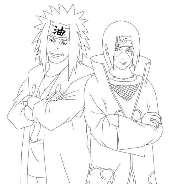 Dibujo de Jiraiya y Itachi para Colorear