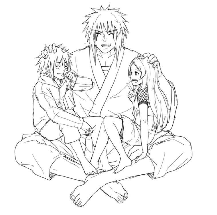 Dibujo de Jiraiya y Minato Kushina para Colorear