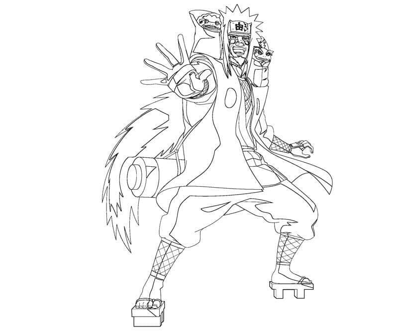 Dibujo de Jiraiya y Dos Ranas Divertidas para Colorear