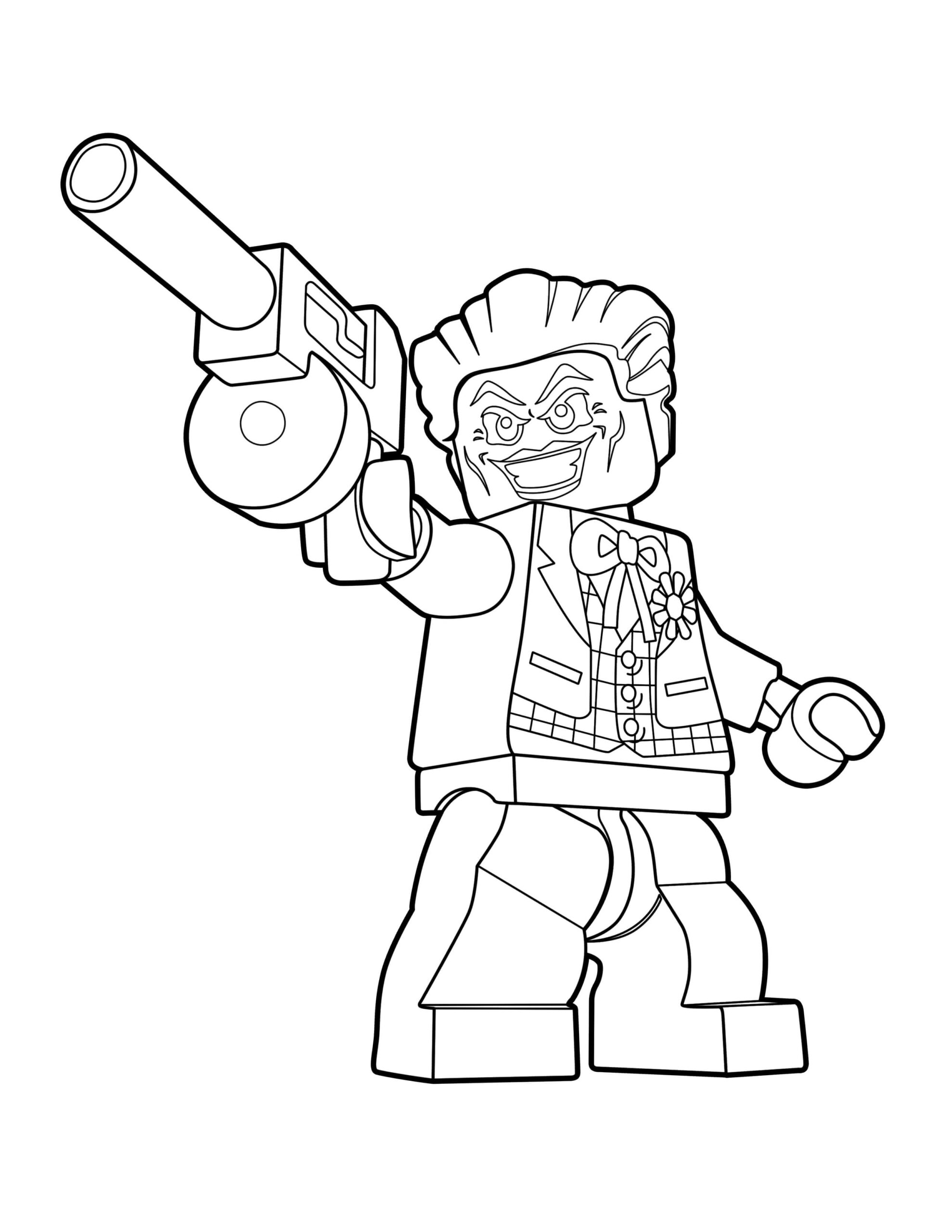 Dibujo de Lego Joker con Pistola Scaled para Colorear