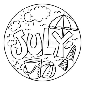 Dibujo de Playa de Julio para Colorear
