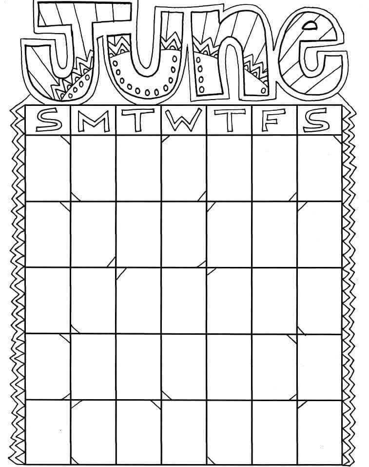 Dibujo de Calendario 1 de Junio para Colorear