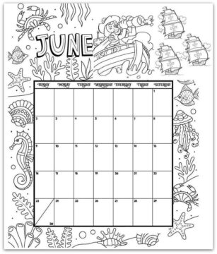 Dibujo de Calendario Junio 2 para Colorear