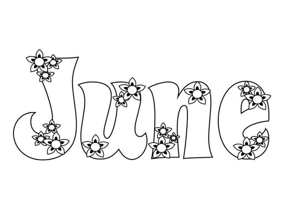 Dibujo de Junio con Flor para Colorear