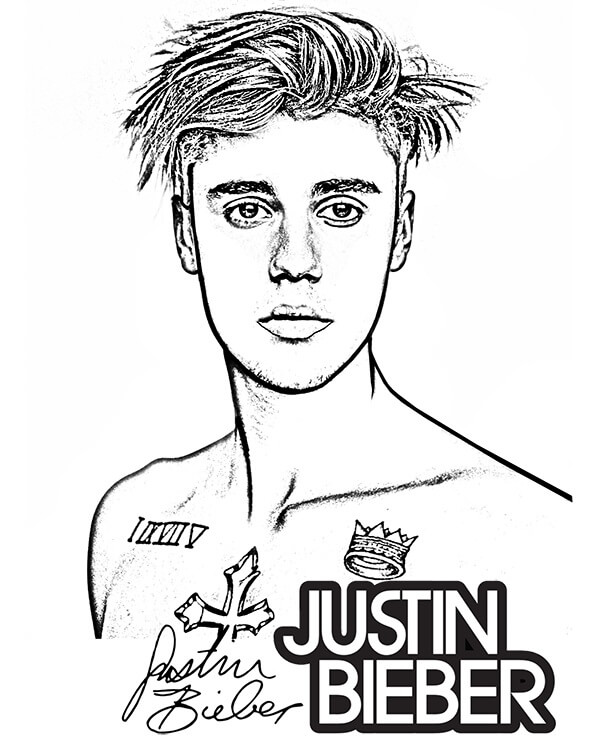 Dibujo de Justin Bieber para Colorear