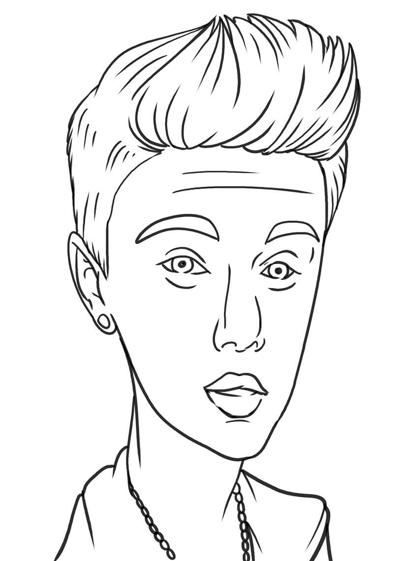 Dibujo de Aanimados de Justin Bieber para Colorear
