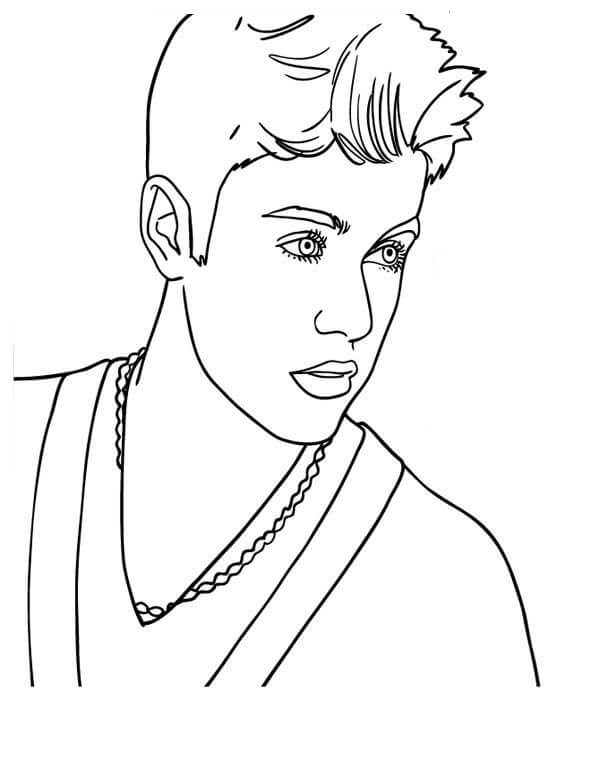 Dibujo de Genial Justin Bieber para Colorear