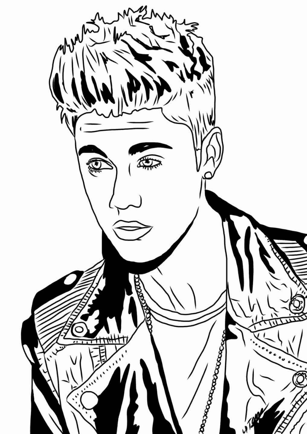Dibujo de Guapo Justin Bieber para Colorear