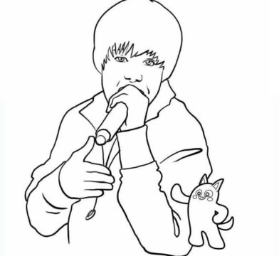 Dibujo de Justin Bieber Cantando para Colorear