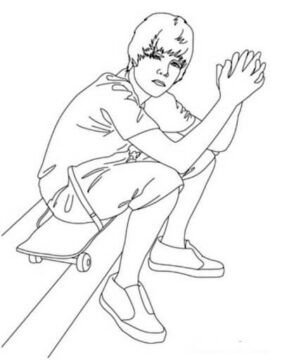 Dibujo de Justin Bieber Sentado para Colorear