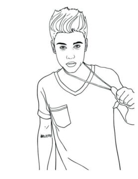 Dibujo de Justin Bieber con Peinado Recortado para Colorear