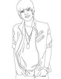 Dibujo de Justin Bieber con las Manos en los Bolsillos para Colorear